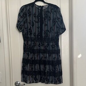 Chelsea28 Black & Gray Striped Mini Dress